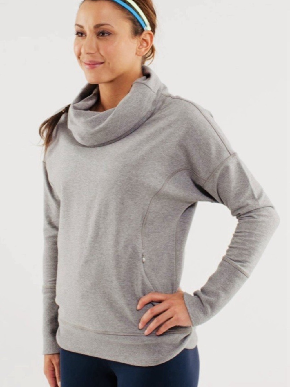lululemon Rest Day Pullover Light Gray Cowl Neck Sweatshirt long sleeve Sz M